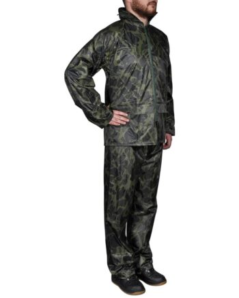 Delt Regnsæt Kamo Mønster Med Hætte Til Herrer Størrelse