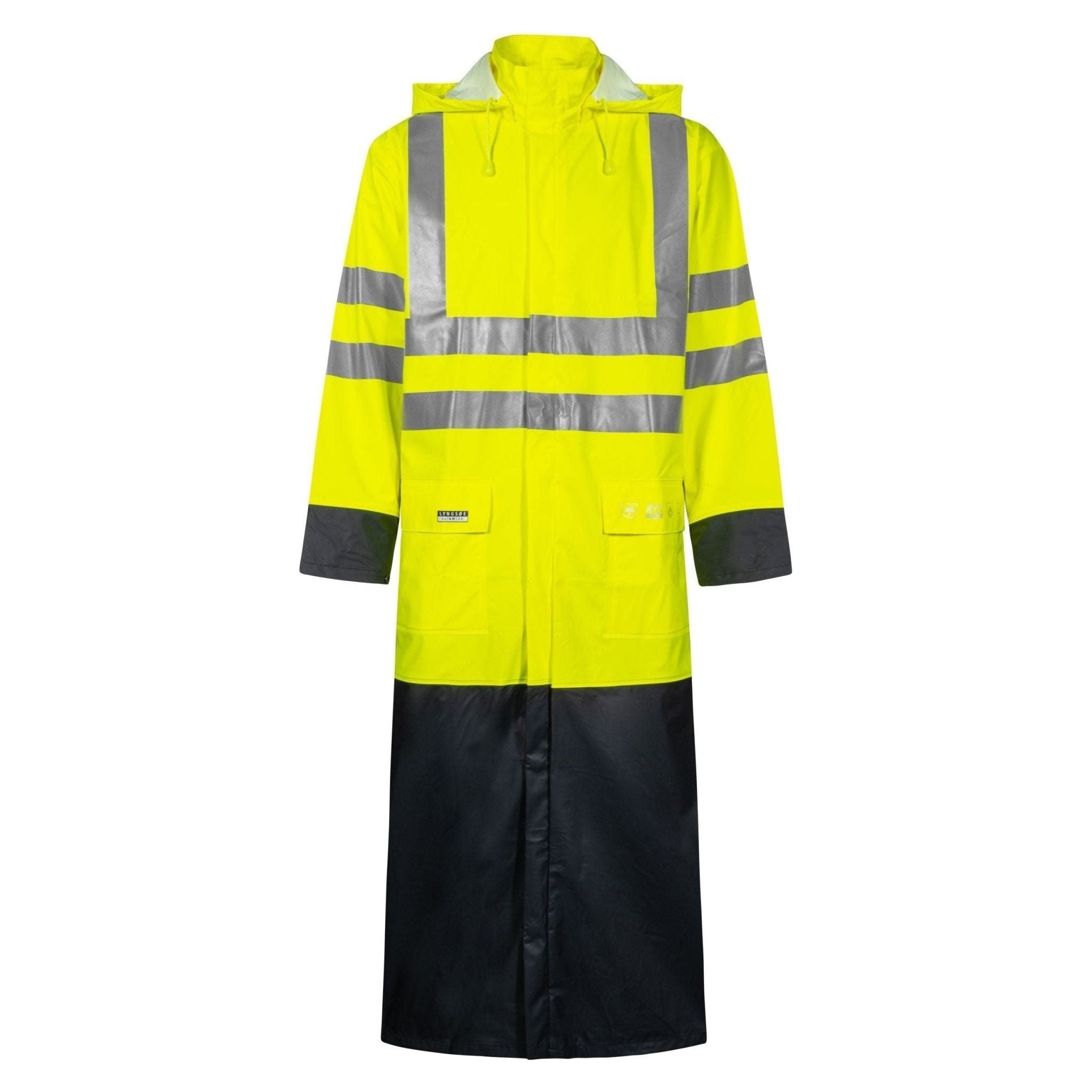 Lyngsøe Brandhæmmende Vis Regnjakke 135 Lang Lr8085 Saturn Yellow Navy Jakker Brandhæmmende 1149