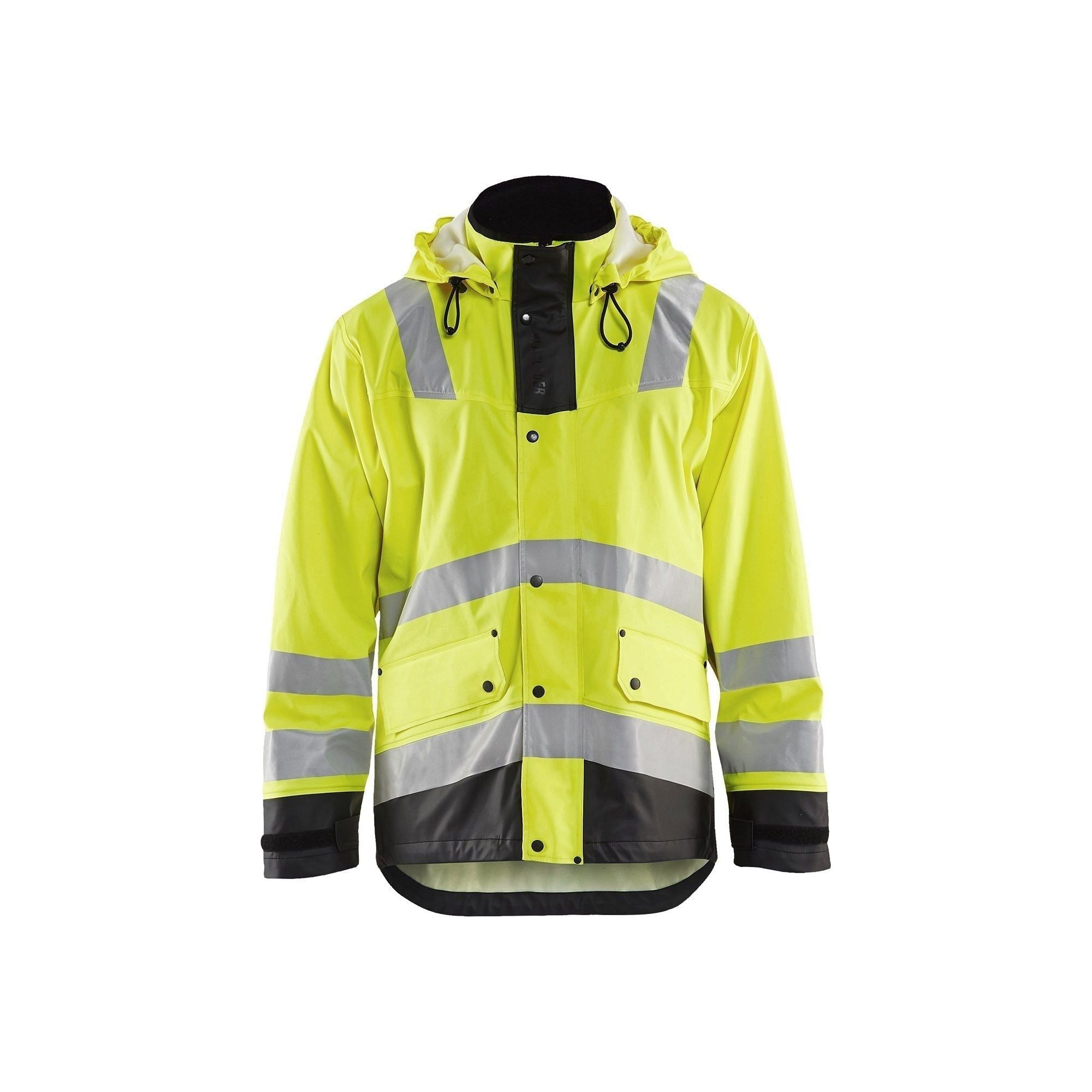 Blåklder 4302 High Vis Regnjakke Level Herre High Vis Gul Sort Regntøj Blåklder 343