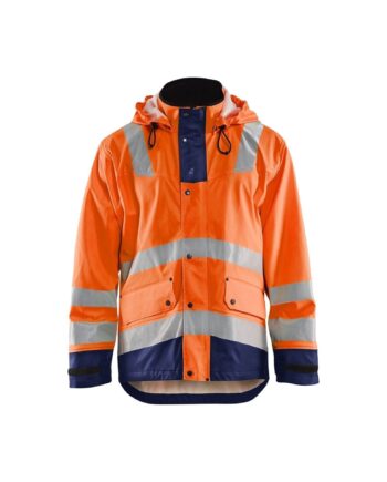 Blåklder 4302 High Vis Regnjakke Level Herre High Vis Orange Marineblå  Regntøj  Blåklder  343