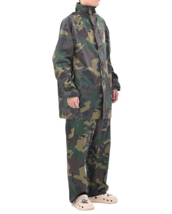 Camo Delt Regnsæt Med Hætte Grøn Sort