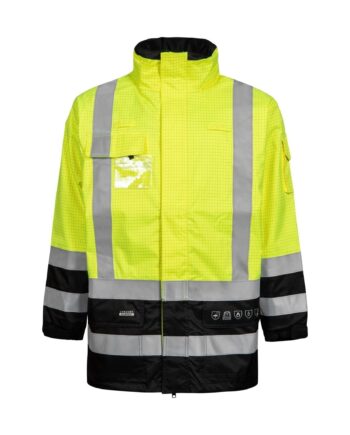 Lyngsøe Brandhæmmende Vis Regnjakke Rivfast Lr11355 Saturn Yellow Black  Regntøj  Beklædning  Discount