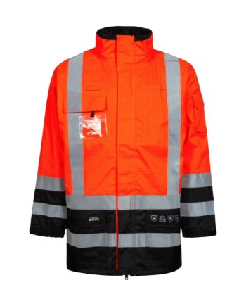 Lyngsøe Brandhæmmende Vis Regnjakke Rivfast Lr11355 Vis Orange Black  Regntøj  Beklædning  Discount