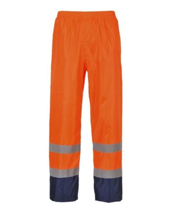 Portwest Vis Klassisk Kontrast Regnbukser H444 Orange Marine  Regntøj  Regnbukser  Underdele