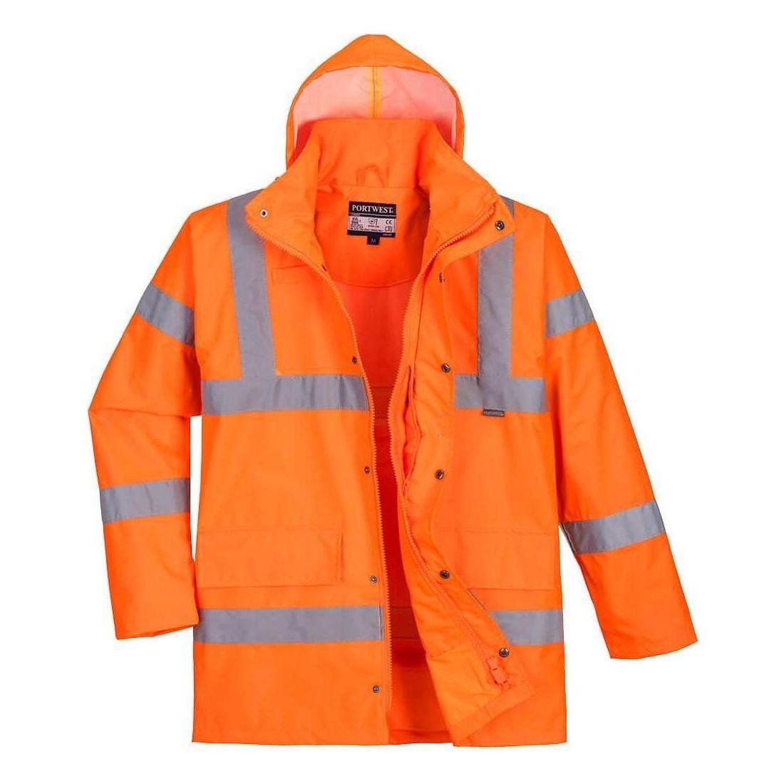 Portwest Vis åndbar Trafik Regnjakke Rt60 Orange Regntøj Overdele Regnjakke