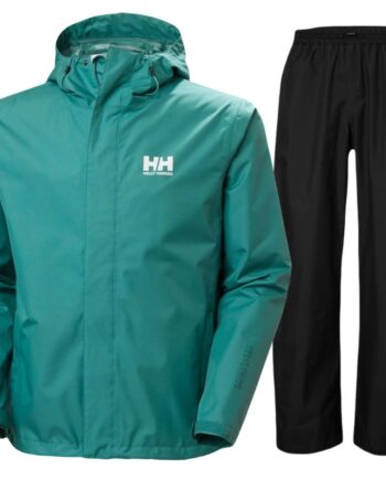 Helly Hansen Rain Seven Regnsæt Herre Grøn Sort