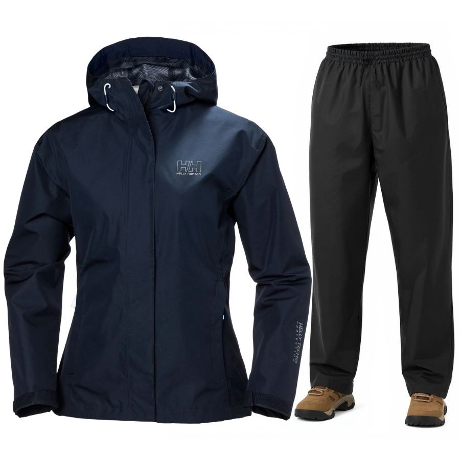Helly Hansen Seven Rain Regnsæt Dame Mørkeblå Sort
