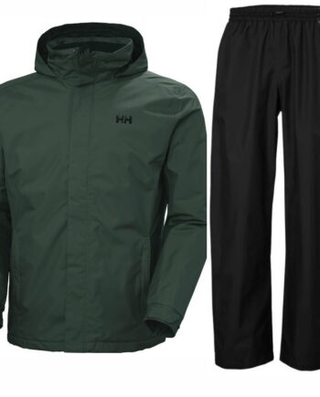 Helly Hansen Rain Dubliner Insulated Regnsæt Herre Sort Grøn