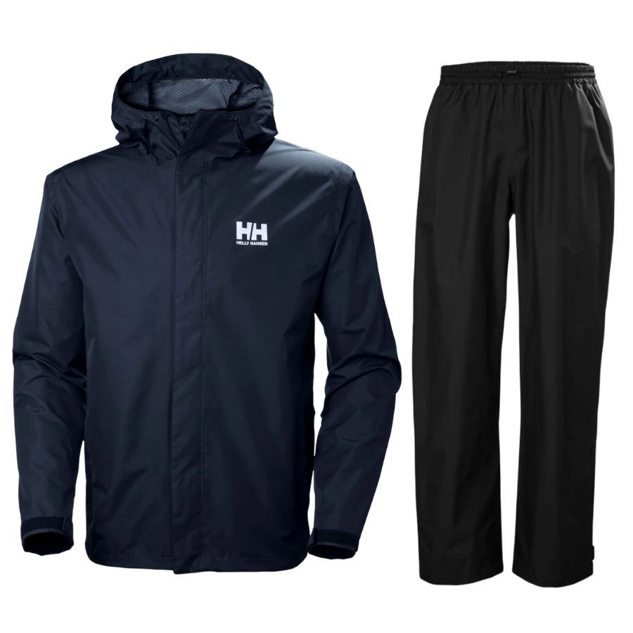 Helly Hansen Seven Rain Regnsæt Herre Mørkeblå Sort