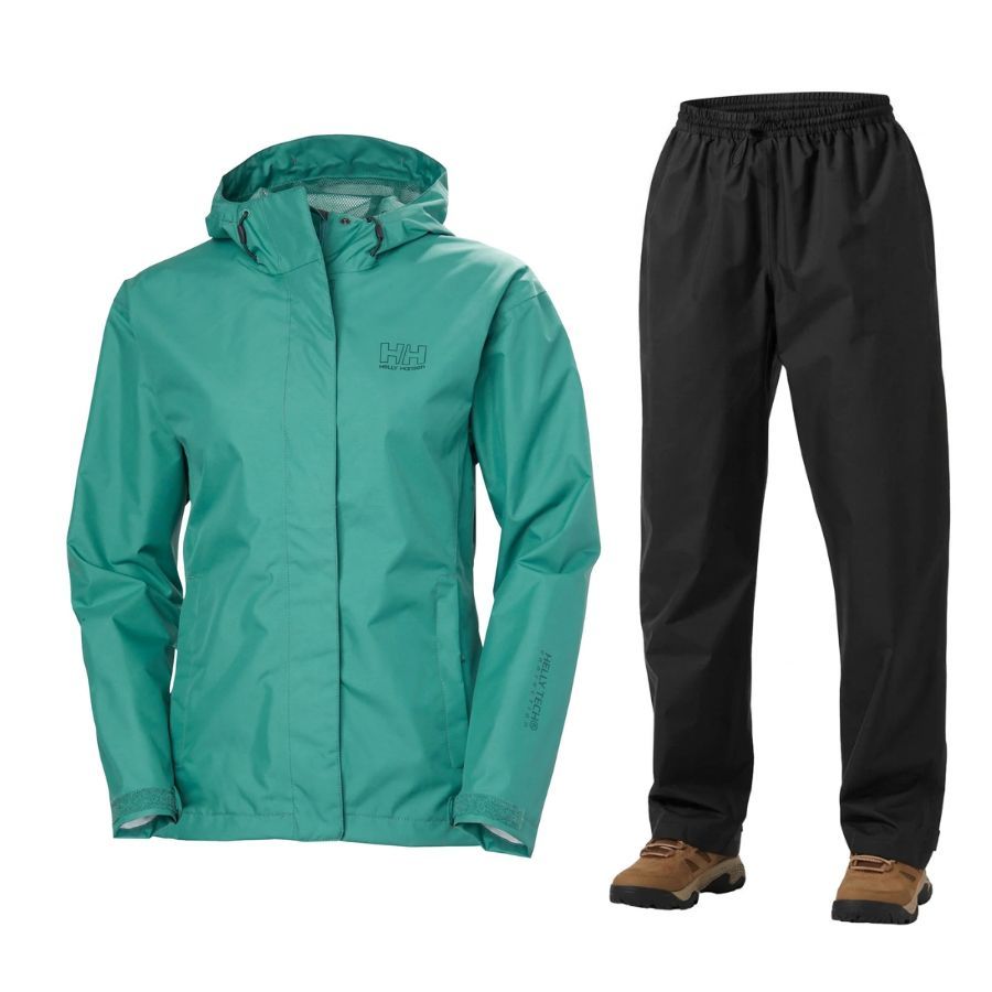 Helly Hansen Seven Regnsæt Dame Grøn Sort