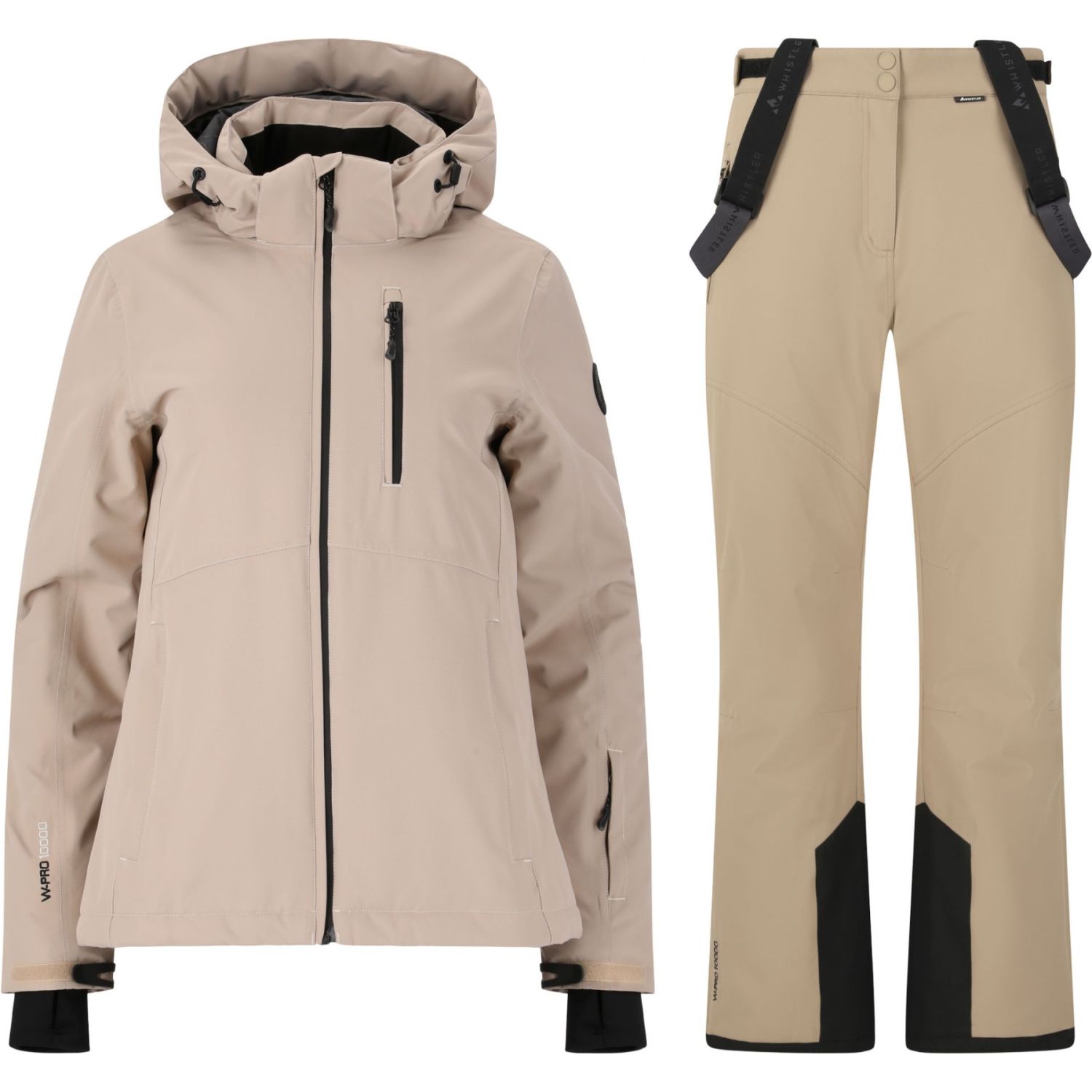 Whistler Drizzle Skijakke Skibukser Regnsæt Dame Beige